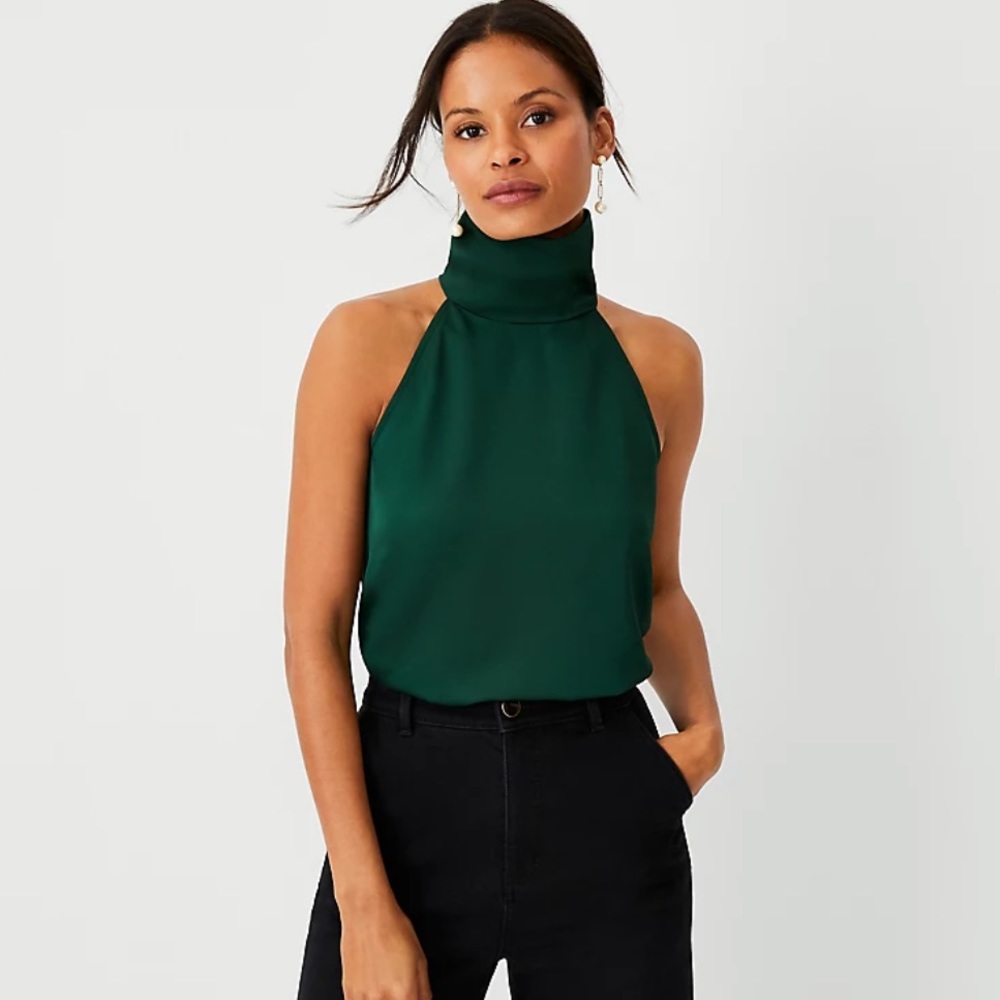 Ann Taylor Shimmer Mixed Media Halter Top - NWT